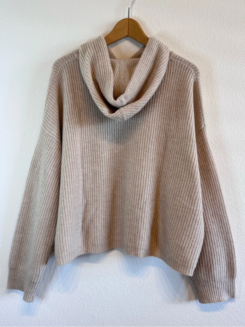 EUC Jenni Kayne Cashmere Fisherman Hoodie Oatmeal Medium - Picture 4 of 12